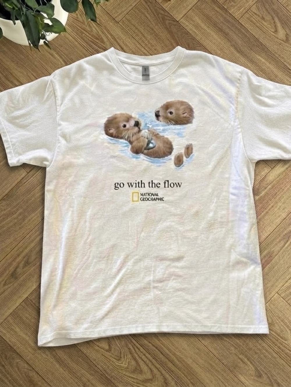 National Geographic Otter Go with the Flow Graphic T-Shirt white